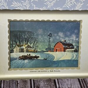 Mid Century Aluminum Lucite Drink Snack Tray Company for Supper - Dale Nichols